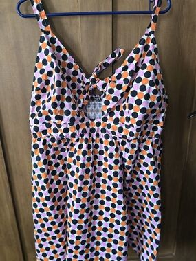 Polka Dot Sundress in Black, Orange & Pink